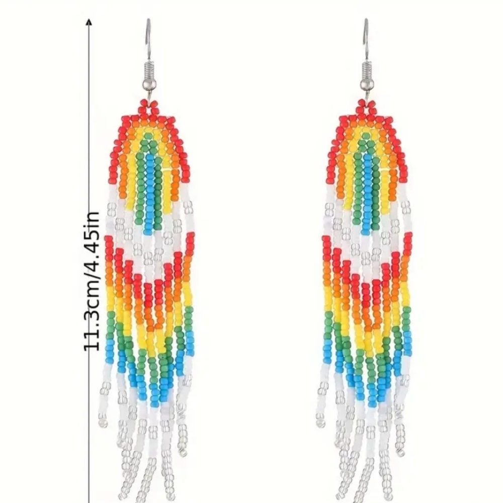 Rainbow 🌈 seed bead earrings NWT